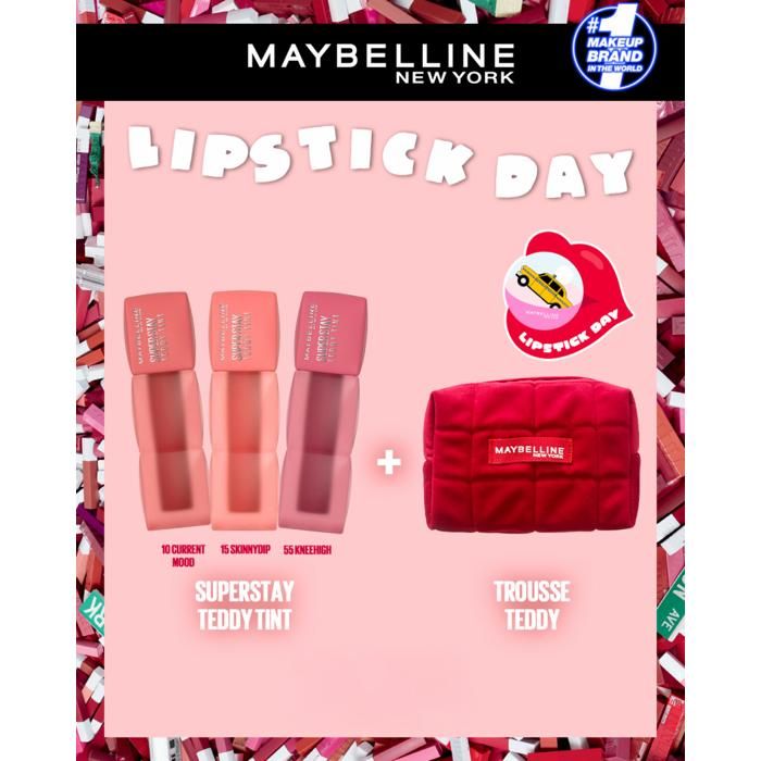 LOT DE 3 TEDDY = TROUSSE MAYBELLINE