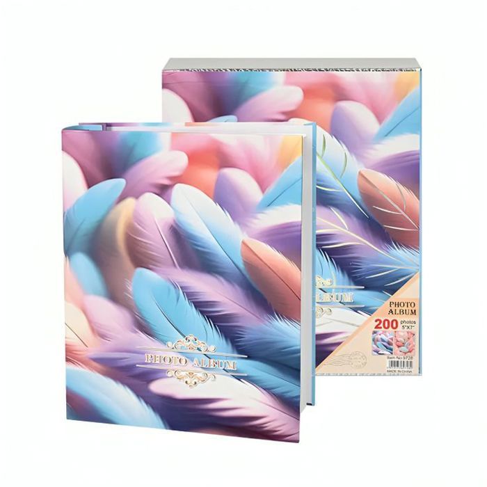 Album Photo - 200 Photos - 5x7 pouces - Plumes Colorees couleur aleatoire