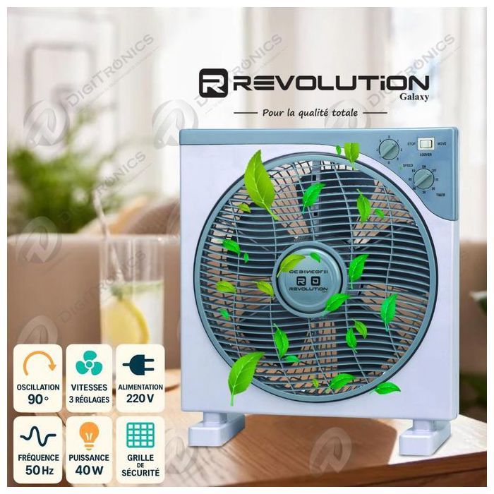 Ventilateur Boîte Silencieux, Oscillant, 3 Vitesses, BF1201