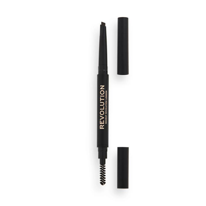 Crayon sourcils - MAKE UP REVOLUTION - Duo Brow Definer - Marron foncé - Vegan - Non testé sur les animaux