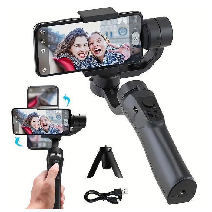 Stabilisateur Gimbal 3 Axes - GIMBAL - Anti-Tremblement - Autonomie 6h - Compatible iPhone/Android