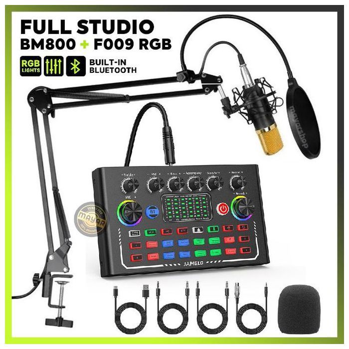 Microphone professionnel - GENERIC - BM800 - Carte Son F009 RGB - Effets vocaux - Compatible streamers