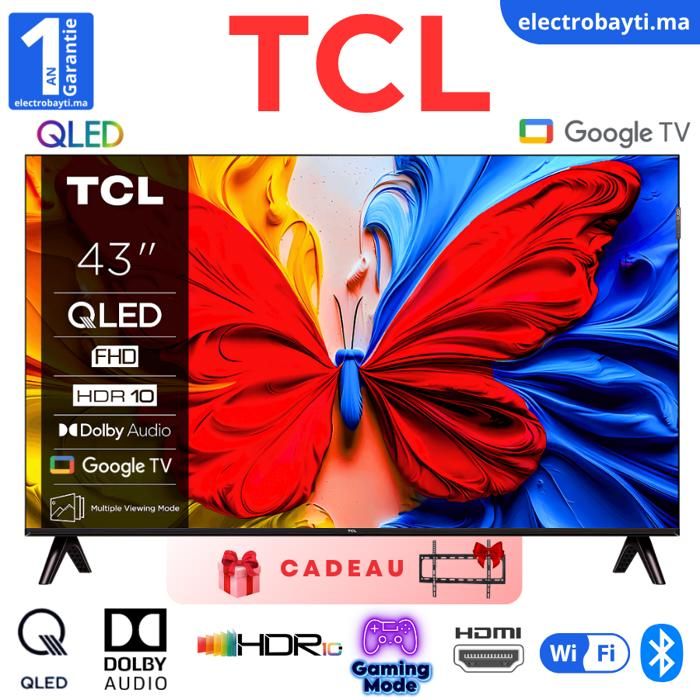 TV QLED - TCL 43S5K - 43 pouces - Full HD - Google TV - Dolby Audio