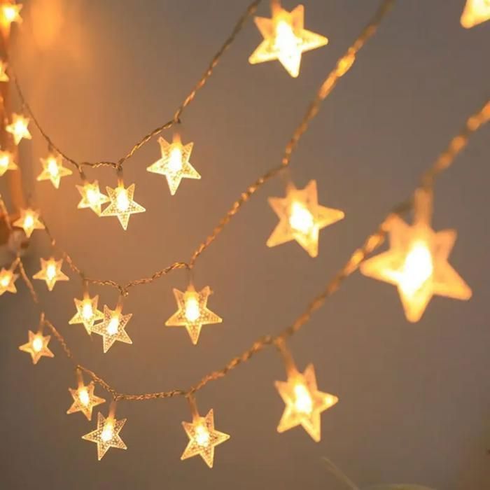 Guirlande lumineuse LED étoiles, pour arbre de noël, mariage, batterie 3M 20LEDs