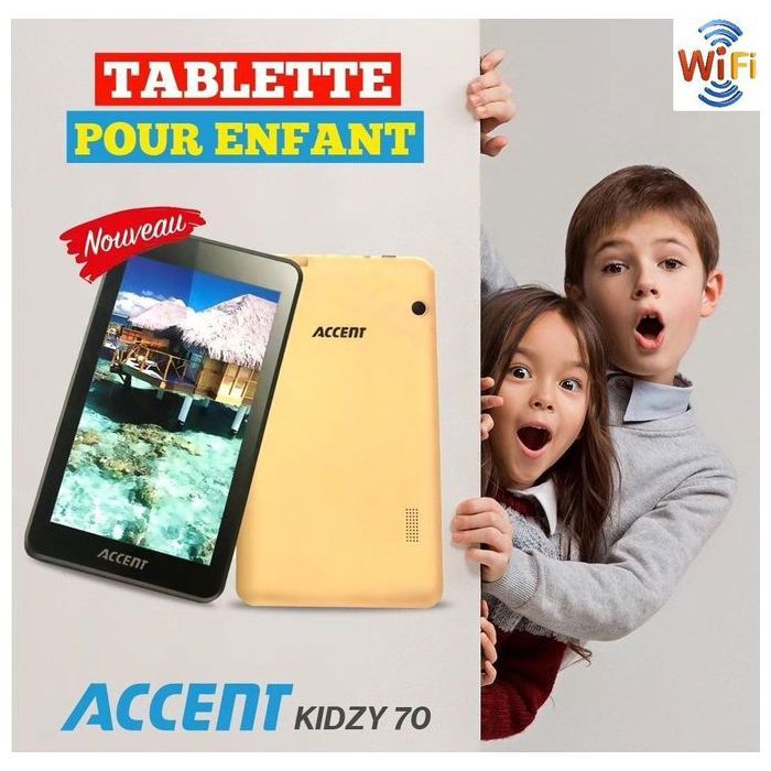 Accent tablette android enfants Kidzy70 7" pouce seulement wifi stockage 8GB ram 1GB+pochette+touch pen-Gold