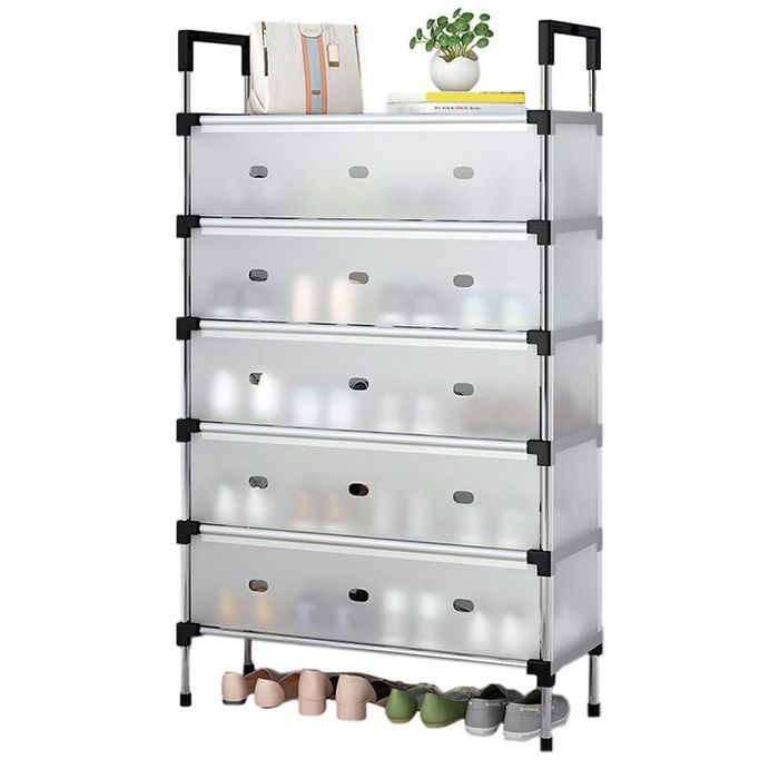 Étagère à Chaussures 6 Niveaux – Meuble de Rangement avec Housse Anti-Poussière