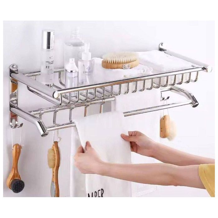 Porte-Serviette Pliable Salle De Bain En Acier(Inoxydable)