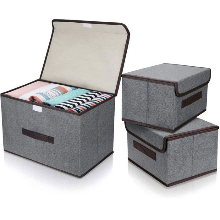 Boite de rangement de vêtements - 3 Pack - 1 grande et 2 petites - Polypropylène - Couleur Aléatoire