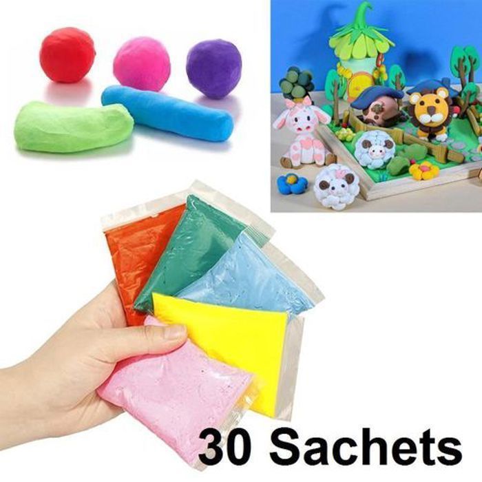 Pâte à modeler & Slim ultralégère 30 sachets, sèche à l'air, facile à utiliser