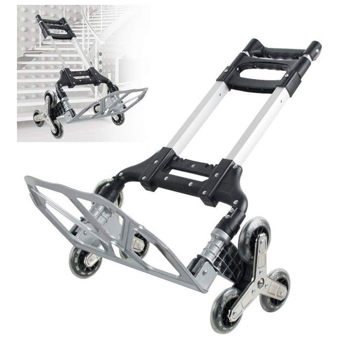 Chariot d'escalier pliable à 6 roues en aluminium, Hauteur réglable