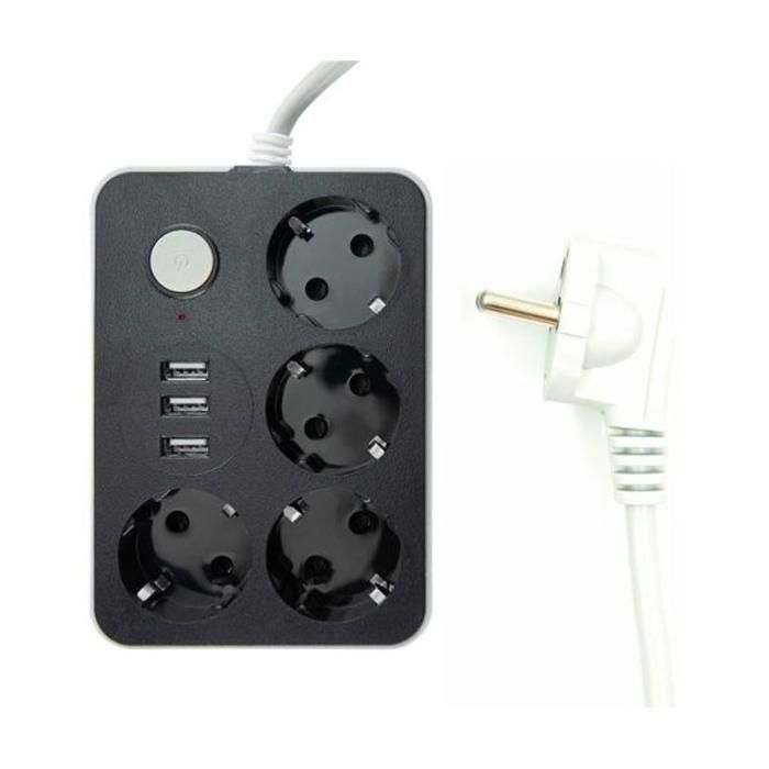 Rallonge Multiprise de charge 4 Prises de courant & 3 ports USB Adaptateur 1.8 M