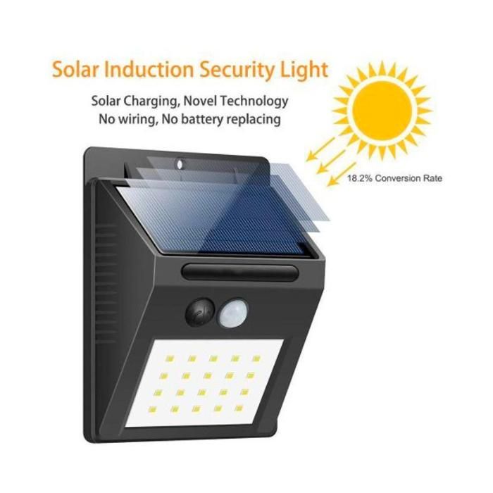 Lampe Solaire Extérieur 20 LED // à L'énergie Solaire / Capteur De Mouvement.