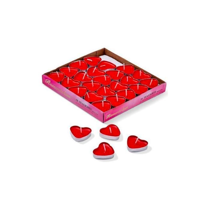 Bougies parfumées rouge 50 pcs Forme de Cœur, Bougies romantiques