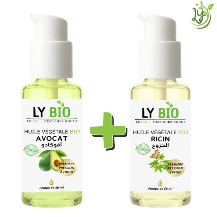 Pack Huile - LYBIO - Avocat & Ricin - 50ml - Bio - Réparateur
