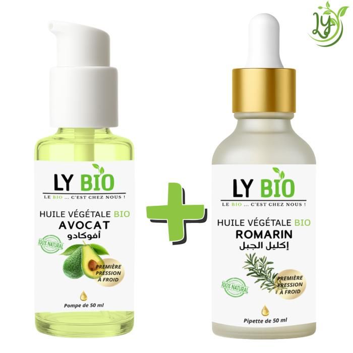 LYBIO PACK HUILE AVOCAT 50ML - POMPE + HUILE ROMARIN 50ML - PIPETTE
