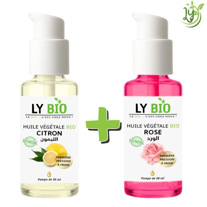Pack Huile - LYBIO - Huile Citron & Rose - 50ml - Hydratant - Tous types de cheveux