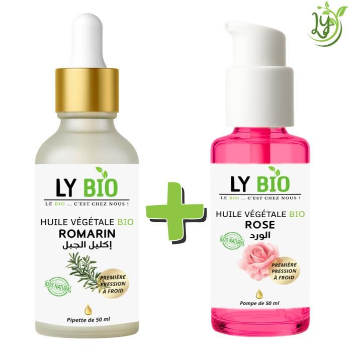 LYBIO PACK HUILE ROMARIN 50ML - PIPETTE + HUILE ROSE 50ML - POMPE
