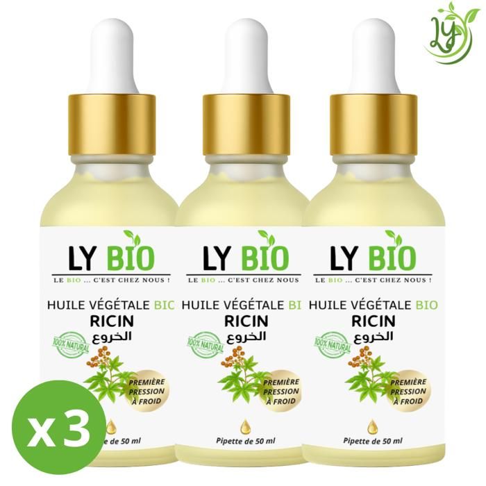 LYBIO PACK HUILE RICIN 50ml - PIPETTE LOT DE 3 bouteilles