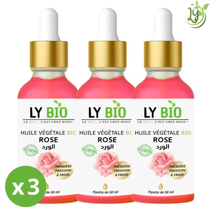 Huile Végétale Bio - LYBIO - Rose - 50ml - Lot de 3 - Hydratant