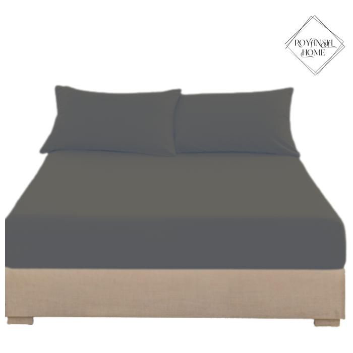 Drap-Housse 180x200 cm + 2 Taies d’Oreiller – Grand Confort & Élégance – Tissu Doux et Résistant - Noir