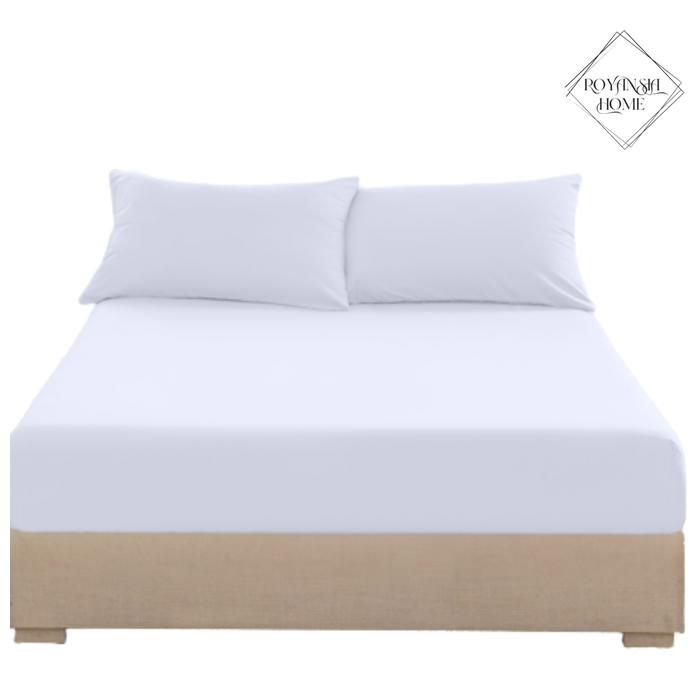 Drap-Housse 160x200 cm + 2 Taies d’Oreiller – Confort Haut de Gamme – Tissu Doux et Résistant - Blanc