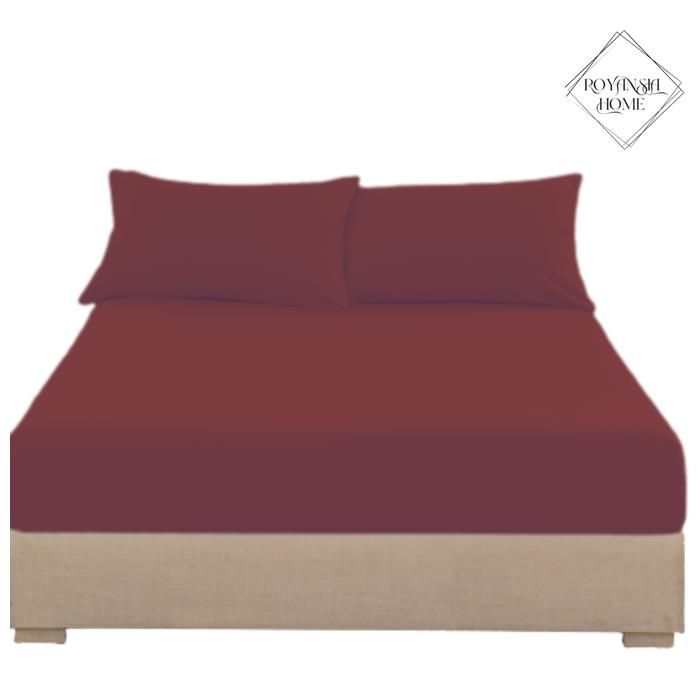 Drap-Housse 180x200 cm + 2 Taies d’Oreiller – Grand Confort & Élégance – Tissu Doux et Résistant - Nrouge