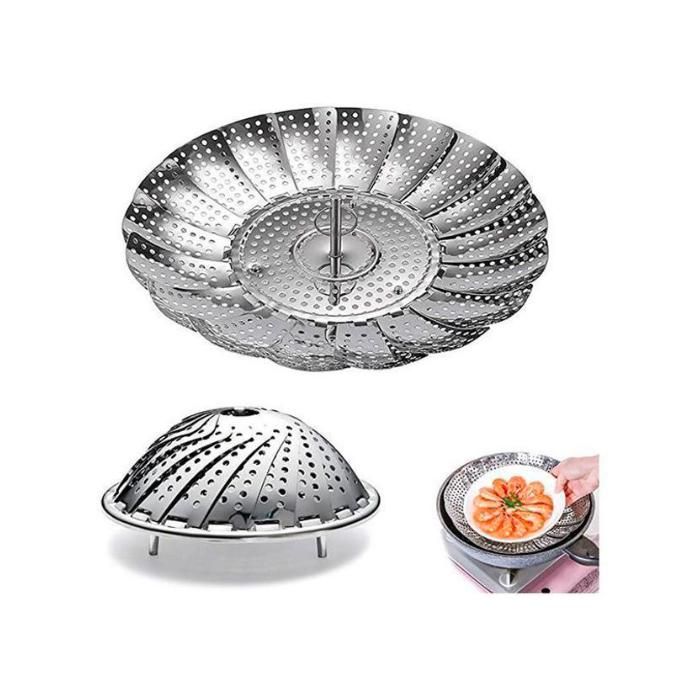 Panier Vapeur Inox Extensible - Cuiseur à Vapeur Pliable pour Tous Types de Casseroles