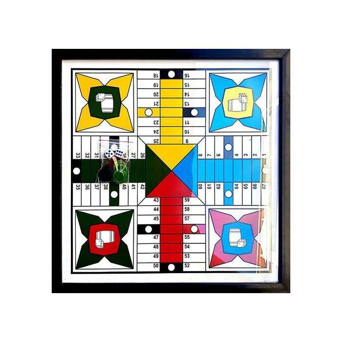 jeu parchisi Table de parchis 4 joueurs en verre et bois décoré