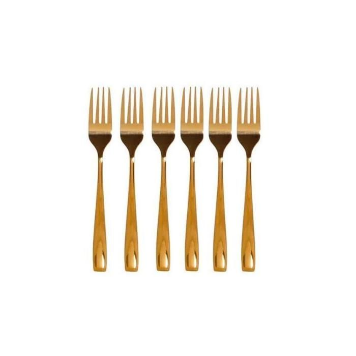 Set de 6 fourchettes à dîner en acier inoxydable en Doré, Grandes fourchettes