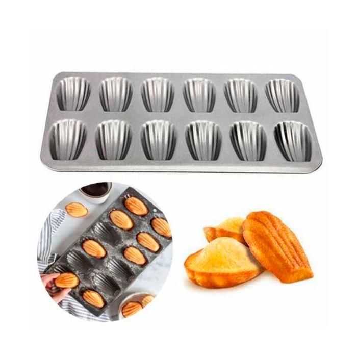 Moule à Madeleines anti-adhésif, Cuisson optimale de la pâte - Plaque à 12 madeleines, Couleurs aléatoires