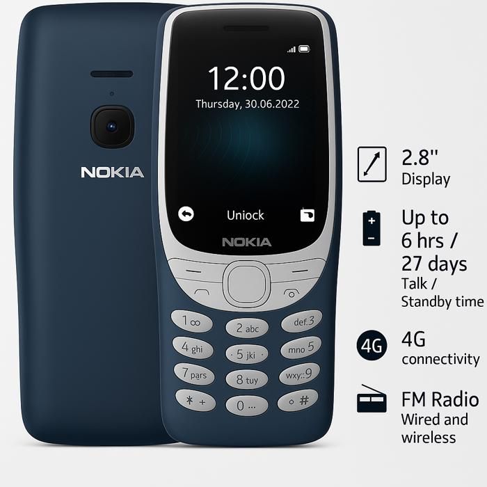 Nokia 8210 telephone portable 4G Dual SIM, batterie jusqu'à 27 jours standby time_Bleu fonce