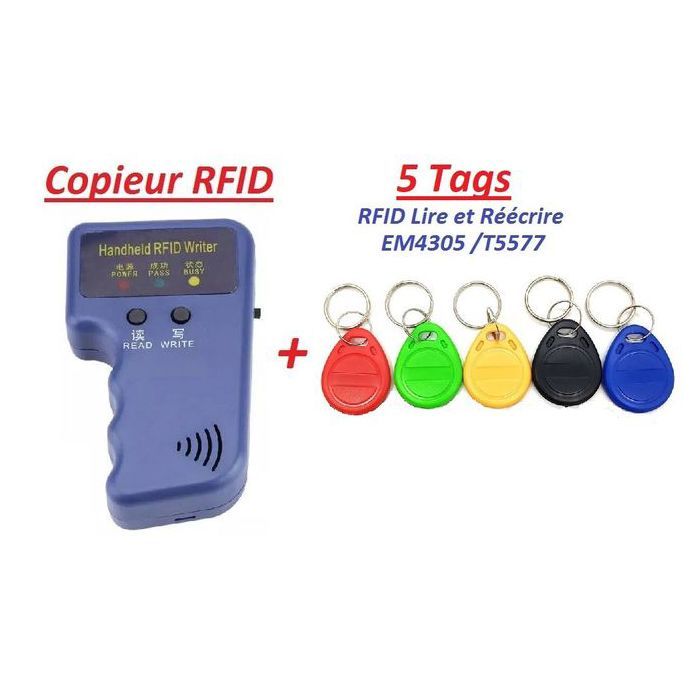 Copieur RFID 125KHz, et 05 tags RFID 125KHz