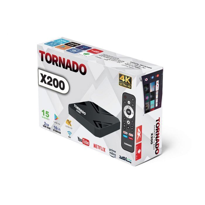 Tv Box Android - TORNADO X200- Android 15 - 4K - 2 Go RAM - 16 Go Stockage + Avec abonnements 1 AN Gratuite VIP