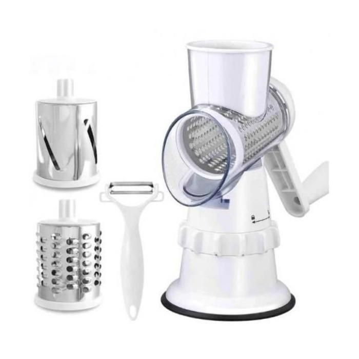 Trancheuse Manuelle 3-en-1 – 3 Lames en Acier Inoxydable avec Éplucheur et Râpe – Cuisine Pratique (COULEUR ALÉATOIRE)