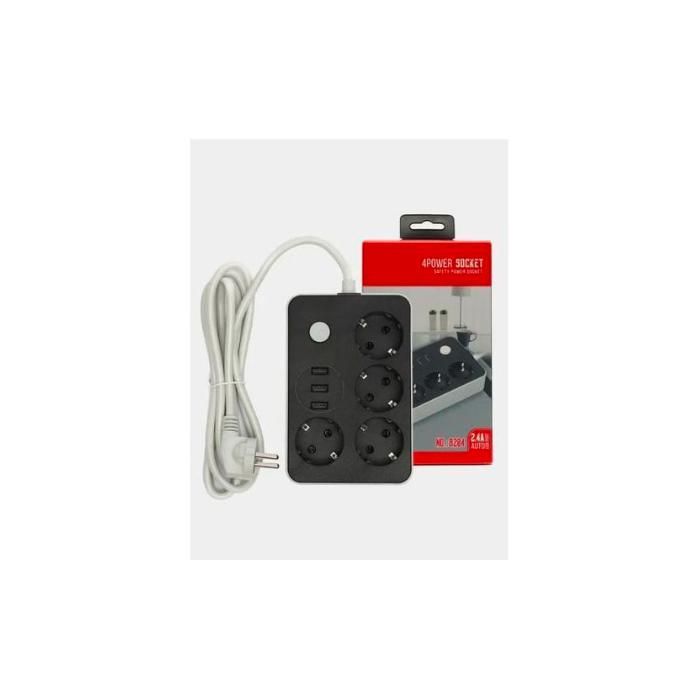 Rallonge avec 3 ports USB et 4 Prise de courant, Haute Sécurité