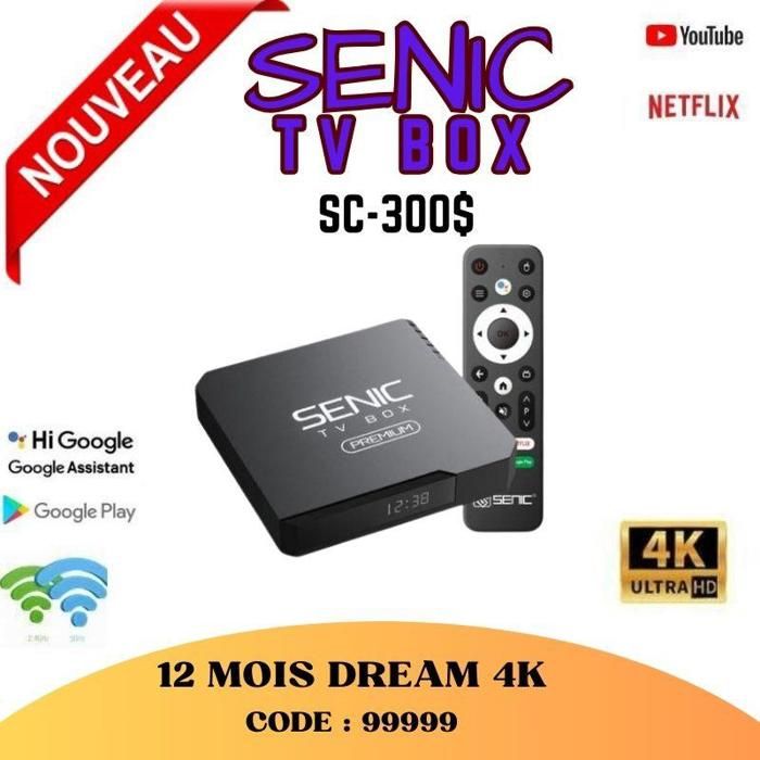 Senic SC-300+ Smart TV BOX Android 14 - Dual Wifi 5Ghz 2Go+16Go 4K Ultra TV HD