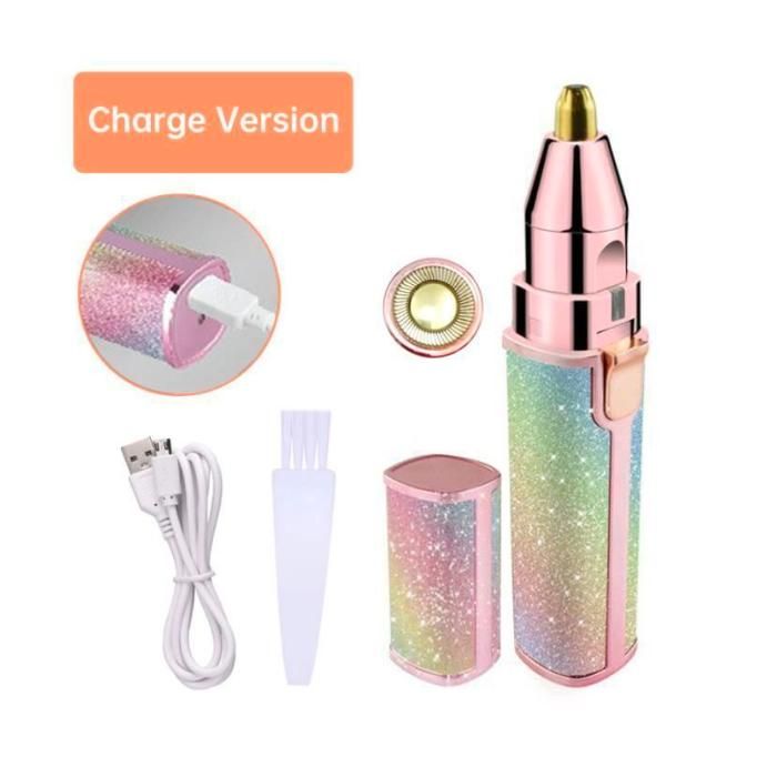 Tondeuse à sourcils,Rainbow-USB--Épilateur de Sourcils Électrique 2 en 1 pour Femme Mini Rasoir, Outil de Maquillage Facial Portable