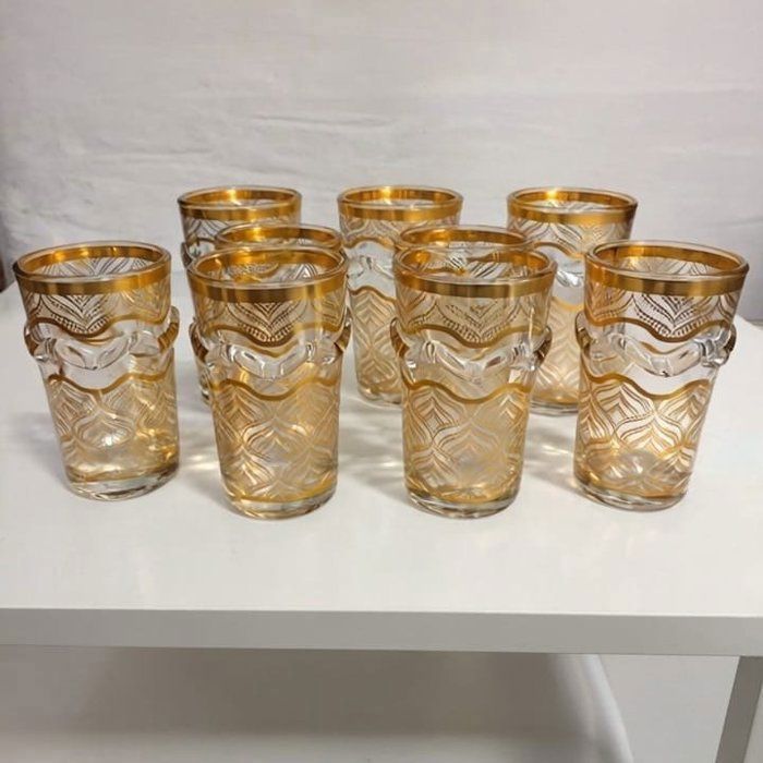 Verres à thé - AYA HOME - Ensemble de 12 - Verres marocains colorés - Motifs dorés - Haute qualité