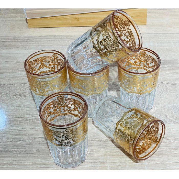 Ensemble de verres - AYA HOME - 12 pièces - Verres marocains - Motifs dorés - Durable et élégant