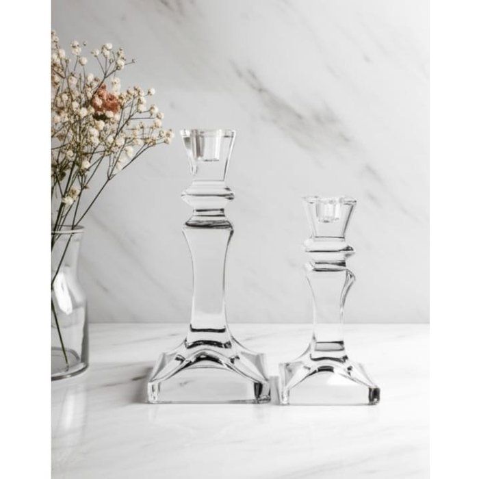 Set 2 Bougeoirs GM en Cristall Bougeoirs -chandeliers en Verre Chandelier Verre Transparent pour Bougies 25/10 cm