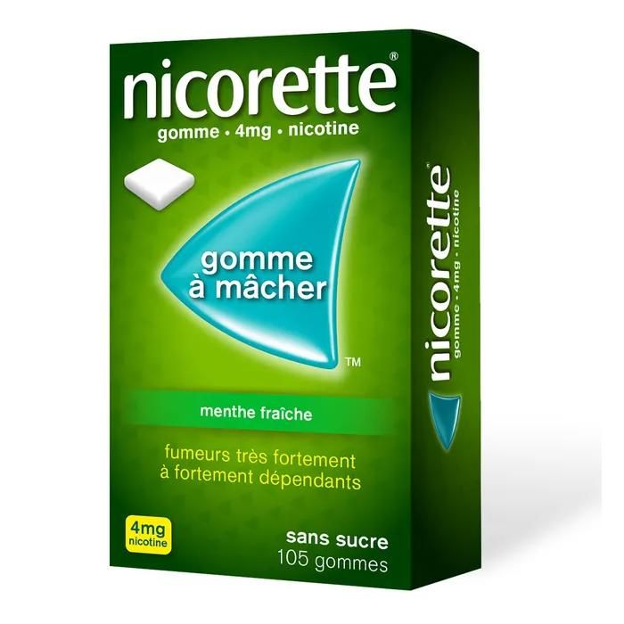 Nicorette Menth Fraiche Gomme à Mâcher — 105 pièces, 4 mg