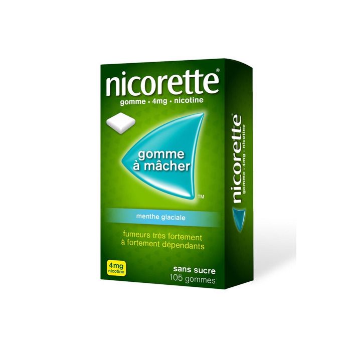 Nicorette Menth Glaciale Gomme à Mâcher — 105 pièces, 4 mg
