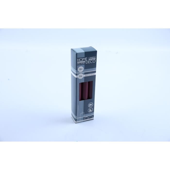 Bougie chandelle bordeaux x6