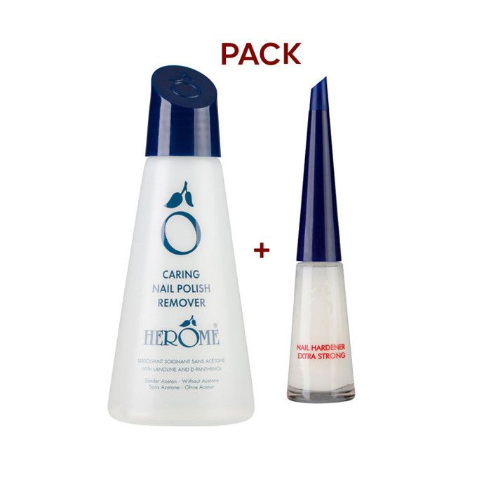 PACK HEROME : Durcisseur extra fort pour ongles 10 ml + Dissolvant soignant 120 ml