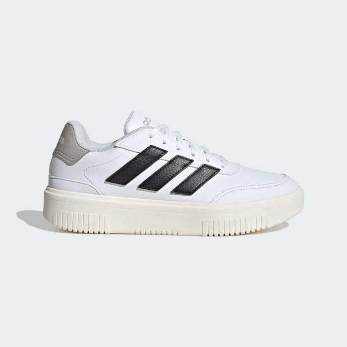 Baskets - ADIDAS - COURTBLOCK BOLD - Blanc - Lacets - Plat