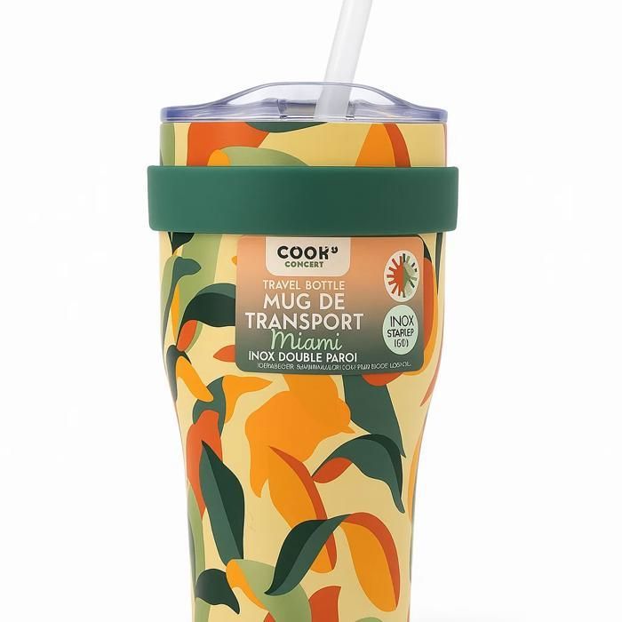 Mug de transport Miami - Inox Double Paroi - 600 ml