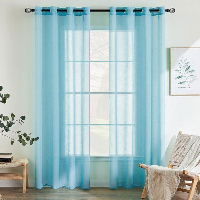 Rideaux - GENERIC - FMQ319 - 2 pièces - 132x240 cm - Bleu Ciel - Voile