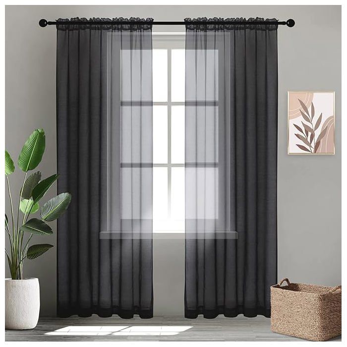Rideaux - GENERIC - Voilage - 132x240 cm - Noir - Classique - Intérieur