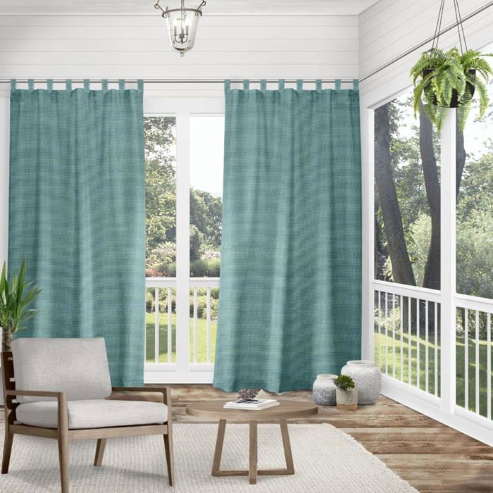 Rideau - GENERIC - Lin Jacquard Rayures - 140 x 240 cm - Bleu - Tamisant