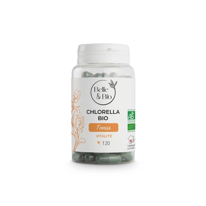 Belle&Bio Chlorella certifié Bio - Vitalité Détox et Anti-fatigue - 120 gélules - made in France